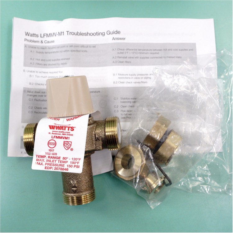 NEW Watts 0559115 LFMMVM1US Lead Free Thermostatic Mixing Valve 1/2