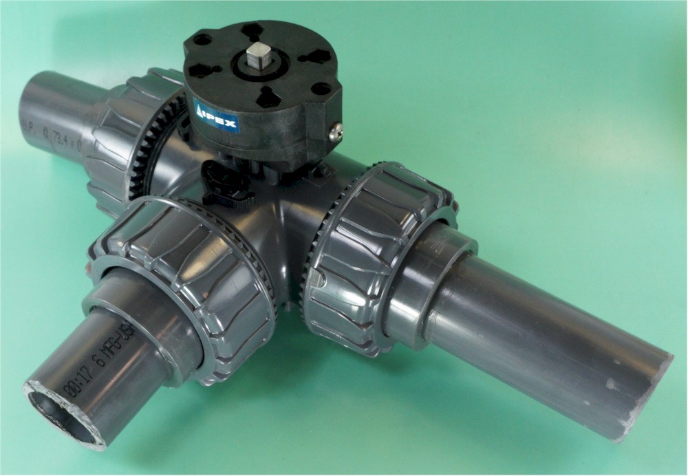 IPEX TKD DUAL BLOCK 632" DN 50 PVC 3Way True Union Ball Valve for