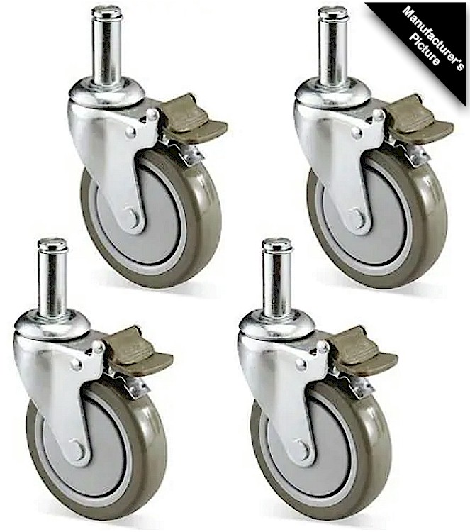 NEW ULINE H1205WH 5" Polyurethane Casters for Wire Shelving Set of 4